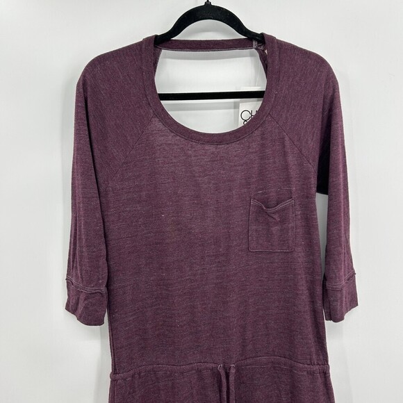 NWT CHASER Purple Plum Drape Back Triblend Jersey Open Back Dress Size Medium - Picture 3 of 5